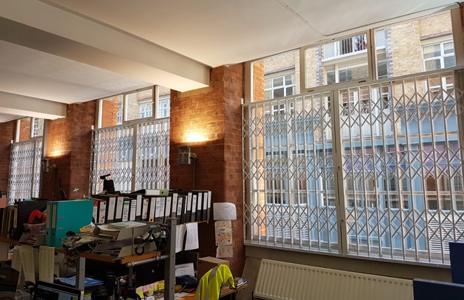 RSG1000 high security window grilles securing award winning tv company in Shoreditch, Central London.