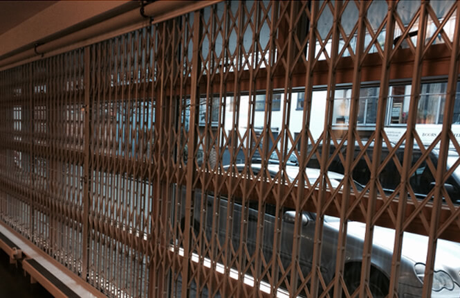 RSG1000 security grilles on office shopfront of commercial property in London City.