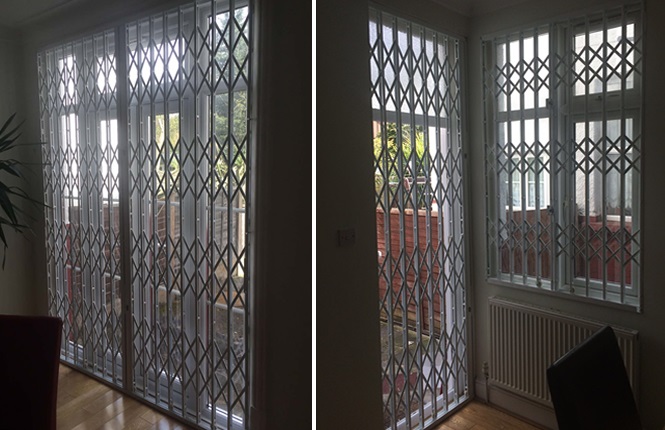 RSG1000 retractable security grilles fitted to a domestic premises in North London.