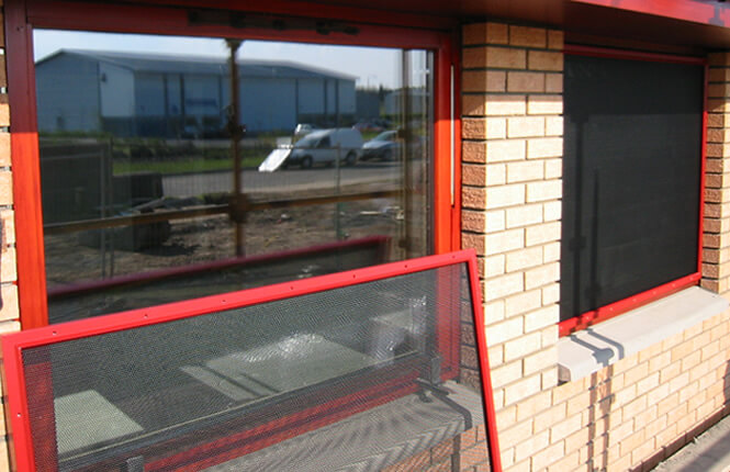 RSG2200 window shields securing new commercial units in Middlesex.