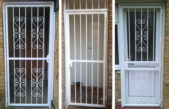 RSG3000 security metal gates with panels on several domestic applications.
