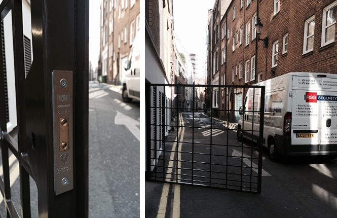 RSG3000 commercial security gates in Soho, Central London.