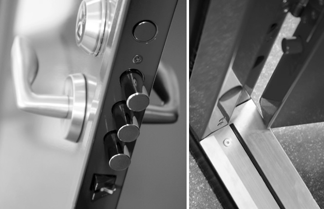 RSG8000 multilocking entry security door locking, dog-bolts and threshold details.