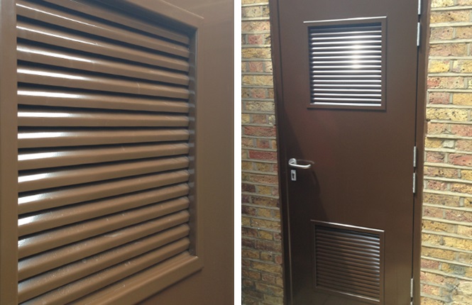 RSG8200 fire rated steel doors with fire block louvres, providing up to 4 hours smoke & fire protection.