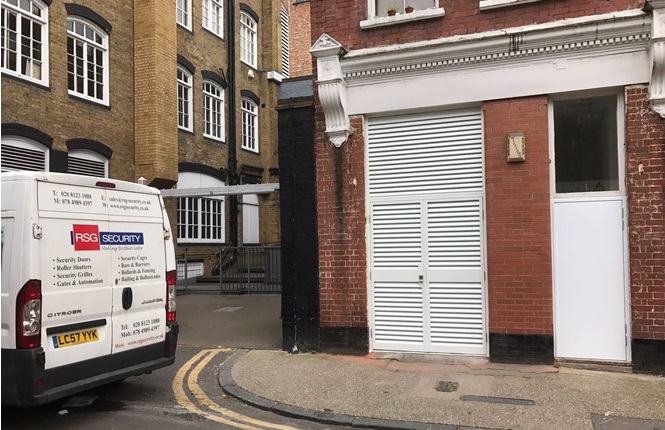 Installation of our RSG8200 fully louvred bin store door completed on residential apartments near Liverpool St Station.